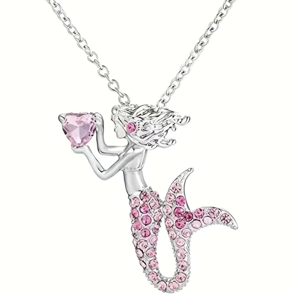 New Cute pink Mermaid Pendant Necklace, T5B7B - Picture 1 of 2